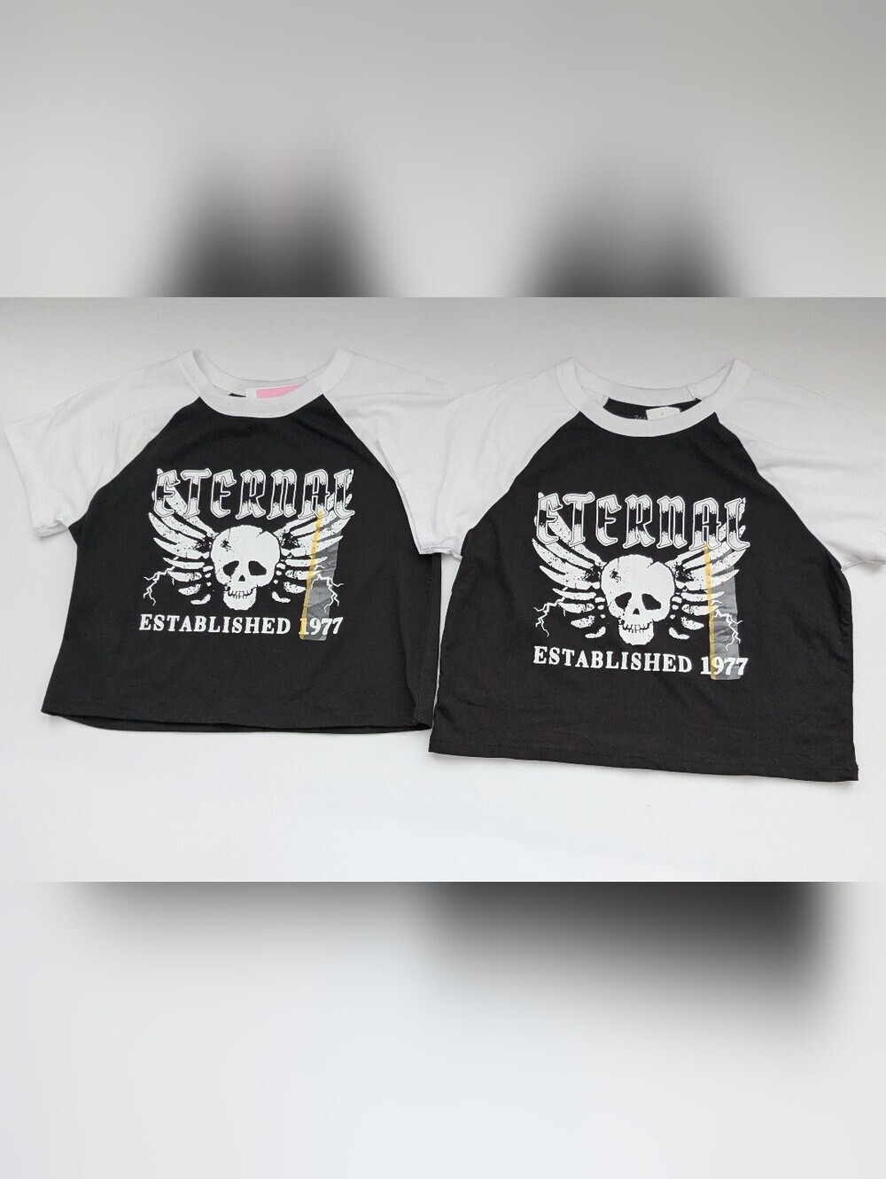 NWT 2 Zoe+Liv Black & White T-Shirts w/Graphics on Front - Girls' Size Small